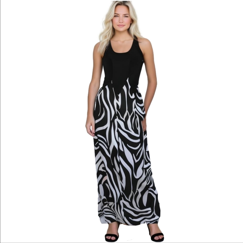 JFW Black and White Zebra Print Maxi Dress: The Perfect Formal Spring and Summer